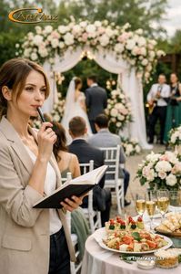 Организатор координирует работу подрядчиков на свадьбе Организатор координирует работу подрядчиков на свадьбе