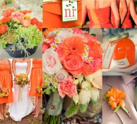 Свадьба в ярко-насыщенных персиковых тонах: цветы, платья, бутоньерка, др.