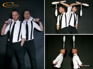 Дуэт жонглеров в Киеве "Twins Jugglers" на корпоратив, свадьбу, детский день рождение, мероприятия по Украине