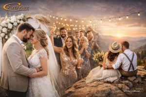 Свадебная фотосессия на природе, невеста и жених на мостике среди зелени Свадебная фотосессия на природе, невеста и жених на мостике среди зелени